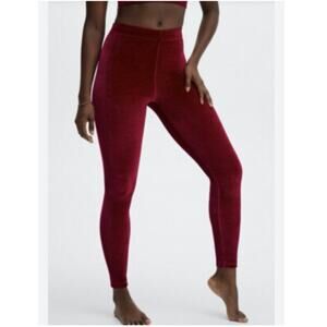 Fabletics Size Small NEW Emma‎ Velour High Waist Leggings in Cherry Burst